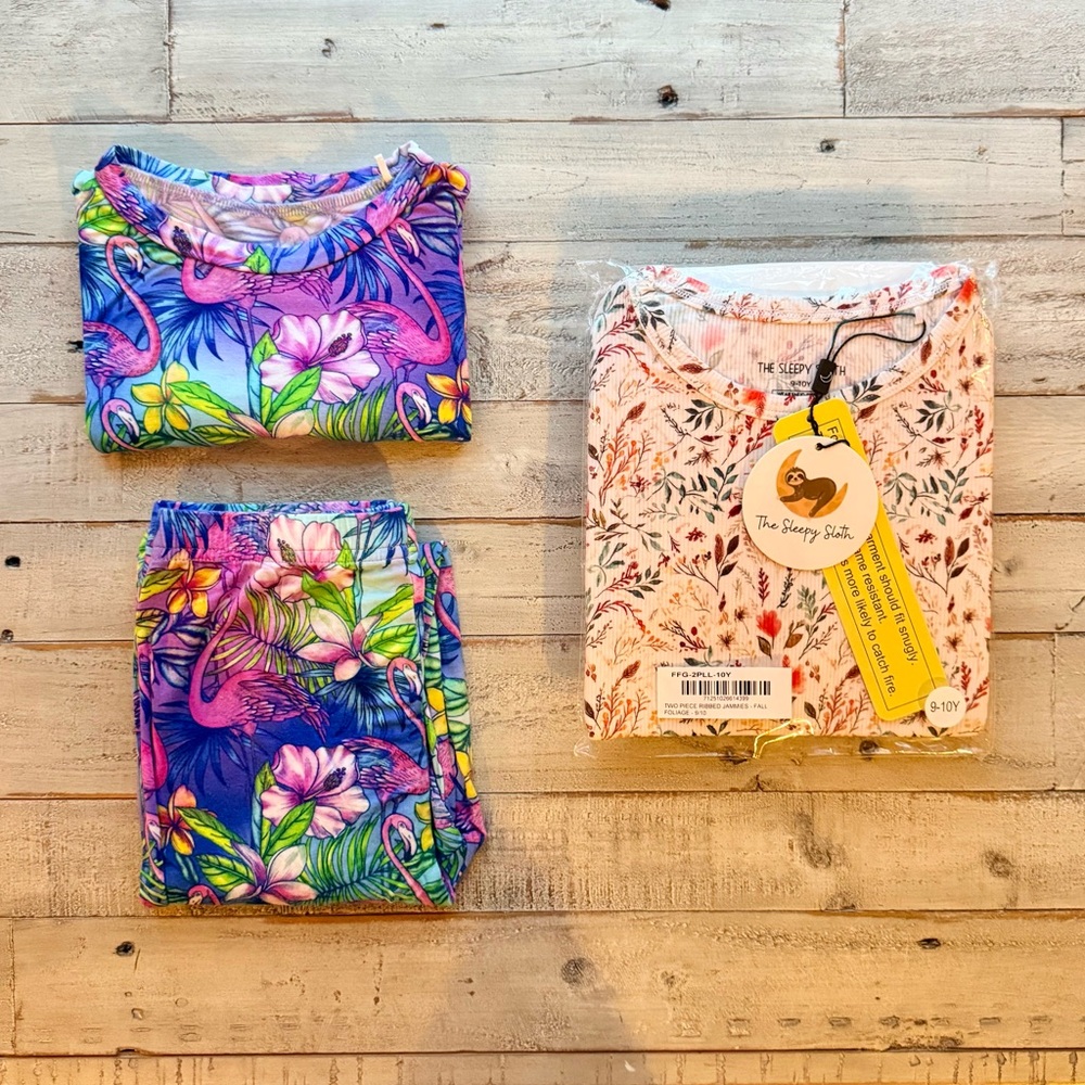 Bums & Roses // The Sleepy Sloth size 9-10 years bamboo bundle EUC & NIB